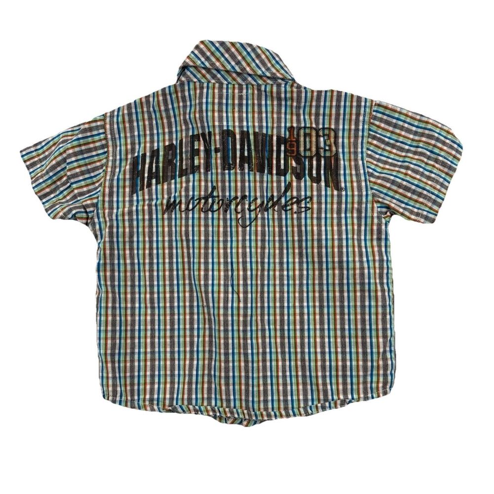 Harley Davidson Toddler 18 Month Button Up Shirt Plaid Short Sleeve
